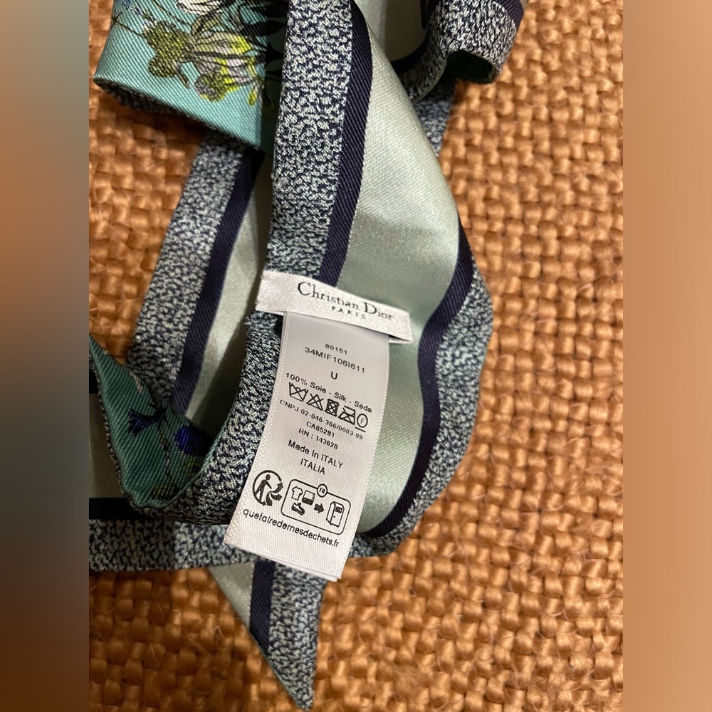 Christian Dior Turquoise Floral Twilly - Picture 5 of 8